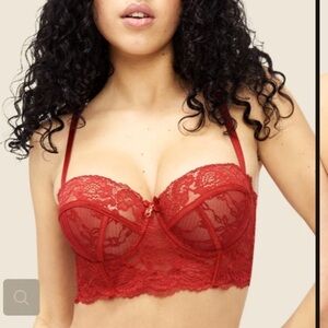 Frederick’s Of Hollywood Desiree red lace push up balconette bra Size 36D New